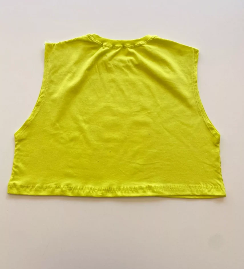 Cropped Regata sem Bojo Verde Lima Estampado com Araras - Fernanda Ramos Store