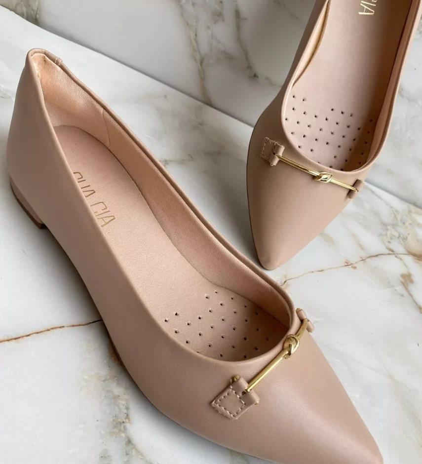 Sapatilha Feminina Laura Rosé com Detalhe Dourado - Fernanda Ramos Store
