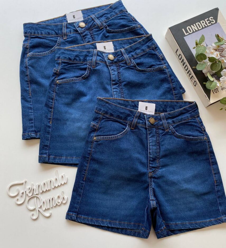 Short Feminino Cintura Alta Básico Sarja 094808 - Fernanda Ramos Store