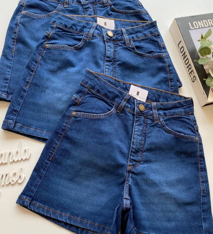 Short Feminino Cintura Alta Básico Sarja 094808 - Fernanda Ramos Store