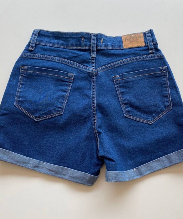 Short Jeans Feminino Liz Barra Dobrada com Detalhe de Botão - Fernanda Ramos Store