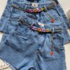 Short Jeans Feminino Sophia com Cinto Colorido - Fernanda Ramos Store