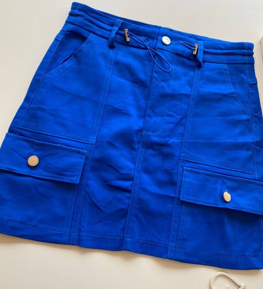 Short Saia Cargo Feminino Sarja Azul Bic - Fernanda Ramos Store