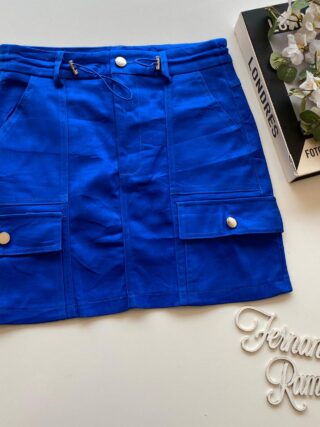 Short Saia Cargo Feminino Sarja Azul Bic - Fernanda Ramos Store