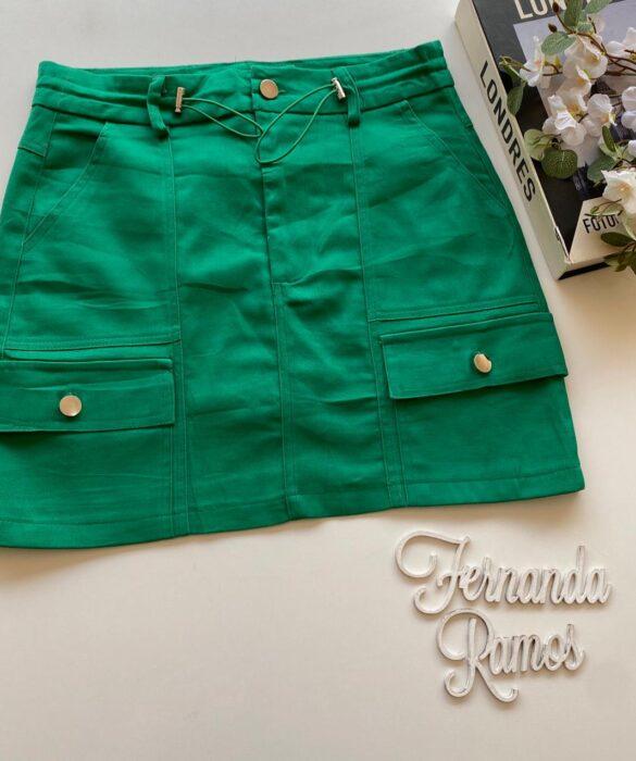 Short Saia Cargo Feminino Sarja Verde - Fernanda Ramos Store