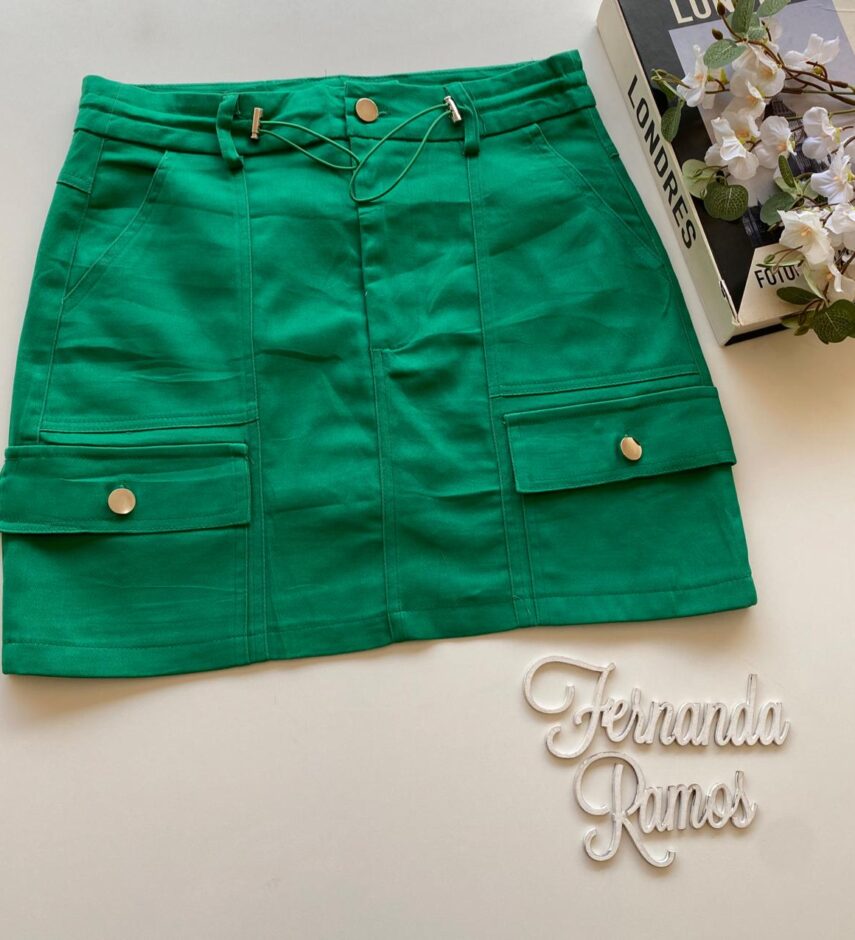 Short Saia Cargo Feminino Sarja Verde - Fernanda Ramos Store