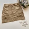 Short Saia Cargo Feminino Sarja Bege - Fernanda Ramos Store