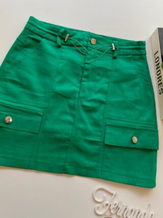 Short Saia Cargo Feminino Sarja Verde - Fernanda Ramos Store