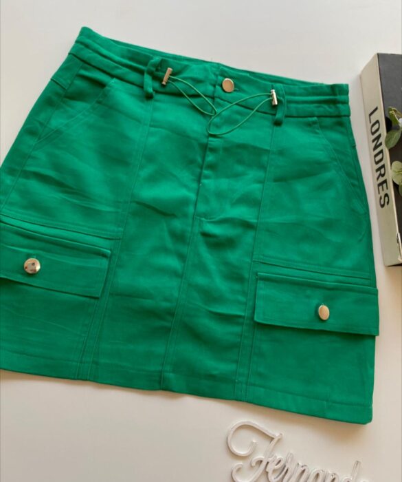 Short Saia Cargo Feminino Sarja Verde - Fernanda Ramos Store