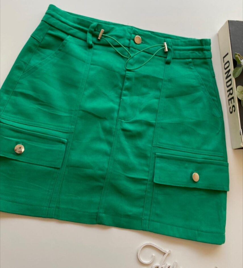 Short Saia Cargo Feminino Sarja Verde - Fernanda Ramos Store