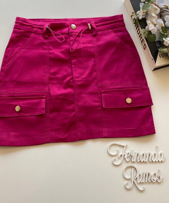 Short Saia Cargo Feminino Sarja Fúcsia - Fernanda Ramos Store