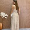 Vestido Longo Fernanda com Bojo Listrado Bege - Fernanda Ramos Store