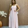 Vestido Longo Fernanda com Bojo Listrado Rosa - Fernanda Ramos Store