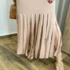 Vestido Longo sem Bojo de Malha Bege com Franjas - Fernanda Ramos Store