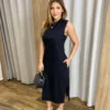 Vestido Longo sem Bojo de Malha com Bolsos Preto - Fernanda Ramos Store