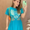 Vestido Longo sem Bojo de Malha Coração Tropical Verde Água - Fernanda Ramos Store