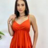 Vestido Longuete Jade sem Bojo com Lastex e Alça Regulável Coral - Fernanda Ramos Store