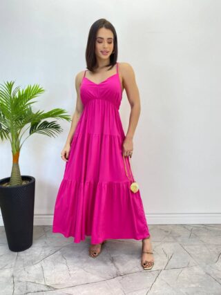 Vestido Longuete Jade sem Bojo com Lastex e Alça Regulável Pink - Fernanda Ramos Store