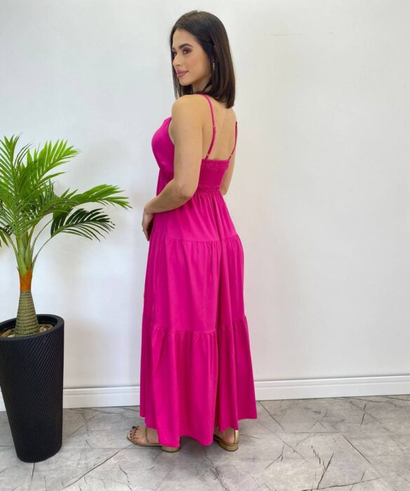 Vestido Longuete Jade sem Bojo com Lastex e Alça Regulável Pink - Fernanda Ramos Store