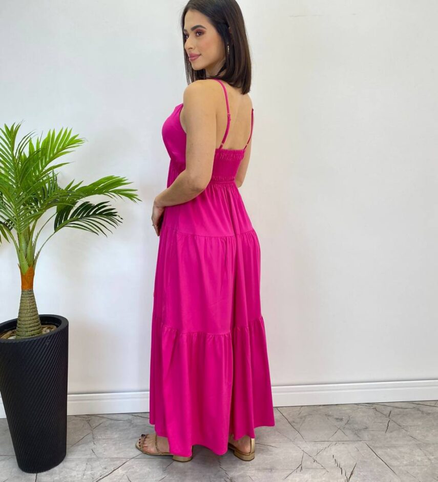 Vestido Longuete Jade sem Bojo com Lastex e Alça Regulável Pink - Fernanda Ramos Store