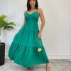 Vestido Longuete Jade sem Bojo com Lastex e Alça Regulável Verde - Fernanda Ramos Store