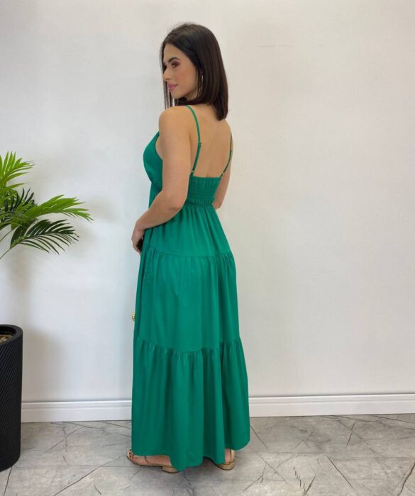 Vestido Longuete Jade sem Bojo com Lastex e Alça Regulável Verde - Fernanda Ramos Store