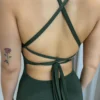 Vestido Midi Ana com Bojo e Fenda Canelado Verde Militar - Fernanda Ramos Store