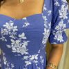 Vestido Midi sem Bojo Manga Princesa Azul Estampado - Fernanda Ramos Store