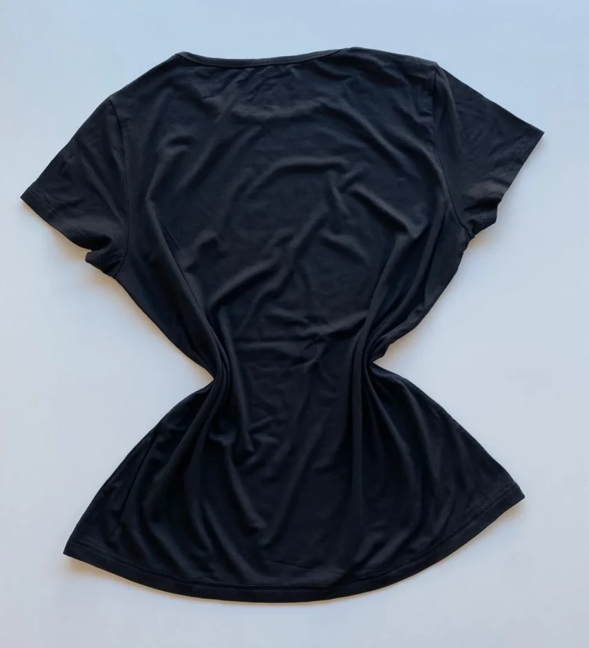 Blusa Alice Feminina Baby Look Malwee Preta Gola U - Fernanda Ramos Store