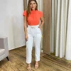 Blusa Feminina Crepe Laranja com Detalhe nas Mangas - Fernanda Ramos Store