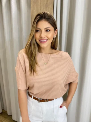 Blusa Feminina Manga Curta Modal Ari Nude - Fernanda Ramos Store