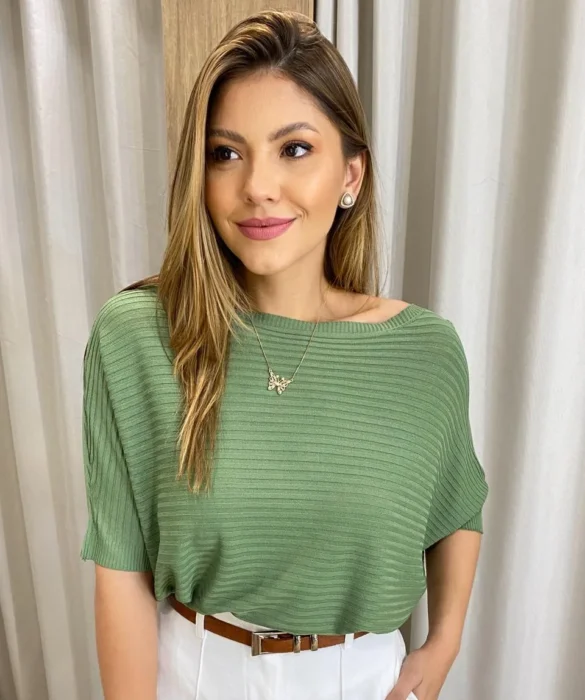 Blusa Feminina Manga Curta Modal Ari Verde - Fernanda Ramos Store