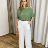 Blusa Feminina Manga Curta Modal Ari Verde - Fernanda Ramos Store