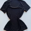 Blusa Helena Feminina Baby Look Canelada Malwee Preta - Fernanda Ramos Store