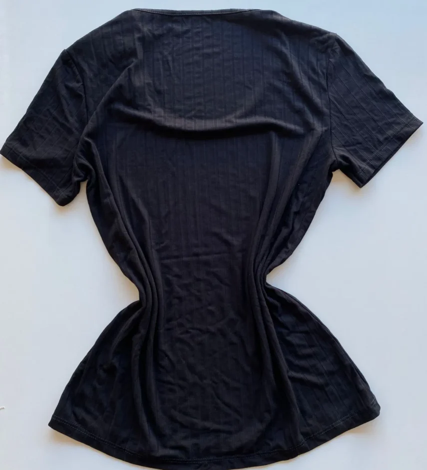 Blusa Helena Feminina Baby Look Canelada Malwee Preta - Fernanda Ramos Store