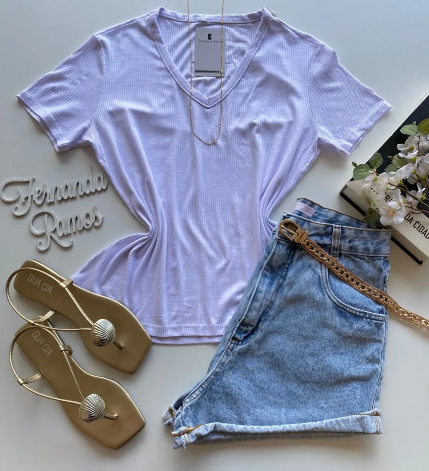 Blusa Luna Feminina Malwee Branca Canelada 70910 - Fernanda Ramos Store