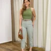 Body Feminino Regata Poliamida sem Bojo Verde Militar - Fernanda Ramos Store