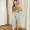 Body Feminino Regata Poliamida sem Bojo Verde Militar - Fernanda Ramos Store