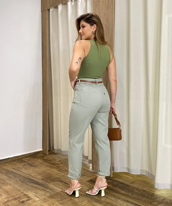 Body Feminino Regata Poliamida sem Bojo Verde Militar - Fernanda Ramos Store