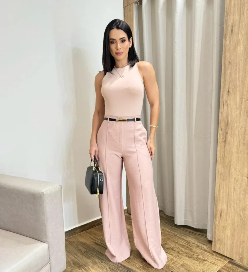 Body Feminino Regata sem Bojo Poliamida Rosa - Fernanda Ramos Store