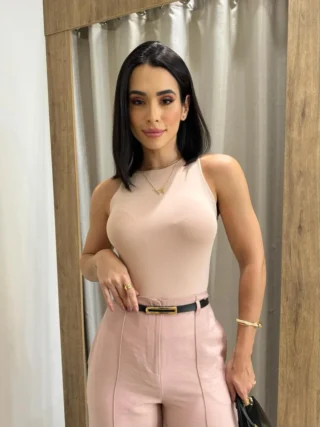 Body Feminino Regata sem Bojo Poliamida Rosa - Fernanda Ramos Store