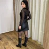 Body Feminino Tule sem Bojo com Transparência Manga Longa Preto - Fernanda Ramos Store