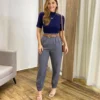 Calça Cenoura Alfaiataria Feminina com 2 Botões Cinza - Fernanda Ramos Store