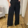 Calça Feminina Alfaiataria Pantalona com 2 Botões Preta - Fernanda Ramos Store