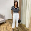 Calça Feminina Fernanda Alfaiataria Branca com Cinto Duplo - Fernanda Ramos Store