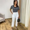 Calça Feminina Fernanda Alfaiataria Branca com Cinto Duplo - Fernanda Ramos Store