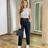 Calça Feminina Fernanda Alfaiataria Preta com Cinto Duplo - Fernanda Ramos Store