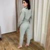 Calça Feminina Mom Sarja com Cinto Verde Menta - Fernanda Ramos Store