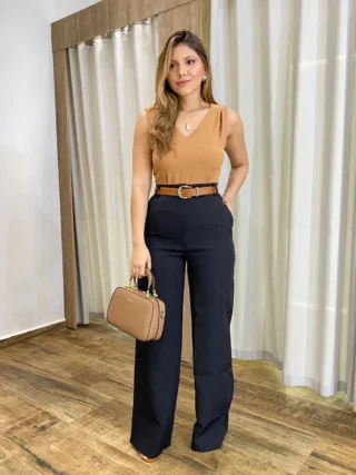 Calça Feminina Pantalona Maya Alfaiataria Preta - Fernanda Ramos Store