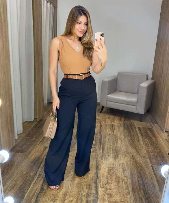 Calça Feminina Pantalona Maya Alfaiataria Preta - Fernanda Ramos Store